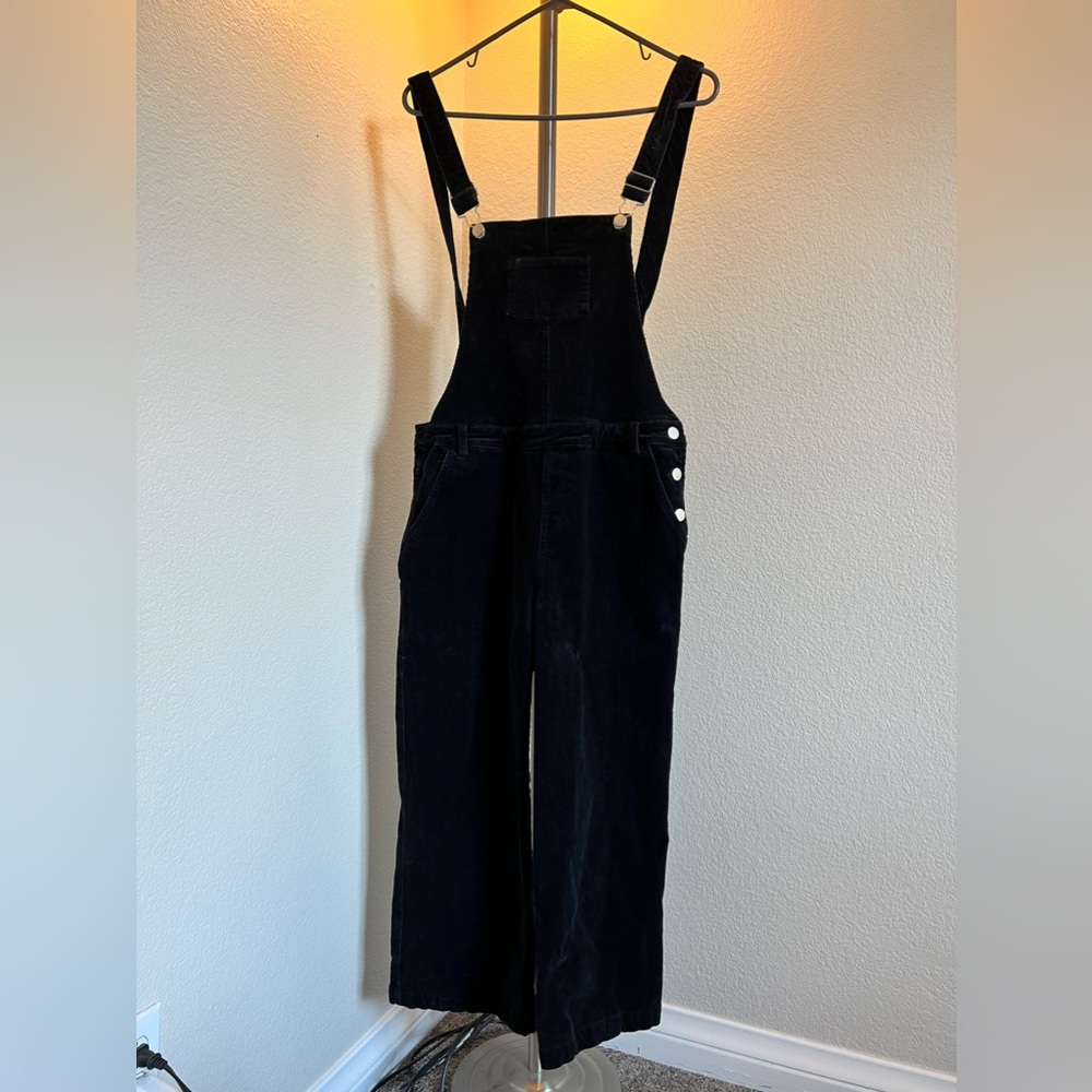 Black corduroy overalls
